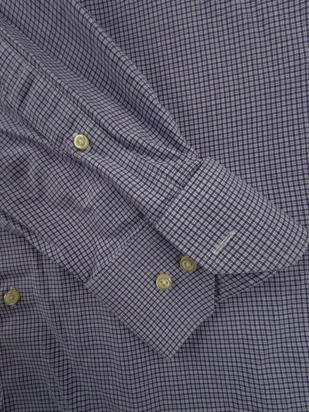Brooks Brothers Non Iron Button Up Shirt Men Purple Check 17.5 32/33 Regent
